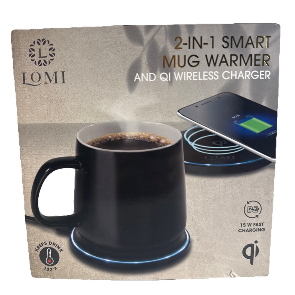 LOMI 2-In-1  Smart Mug Warmer & QI WIRELESS CHARGER NIB